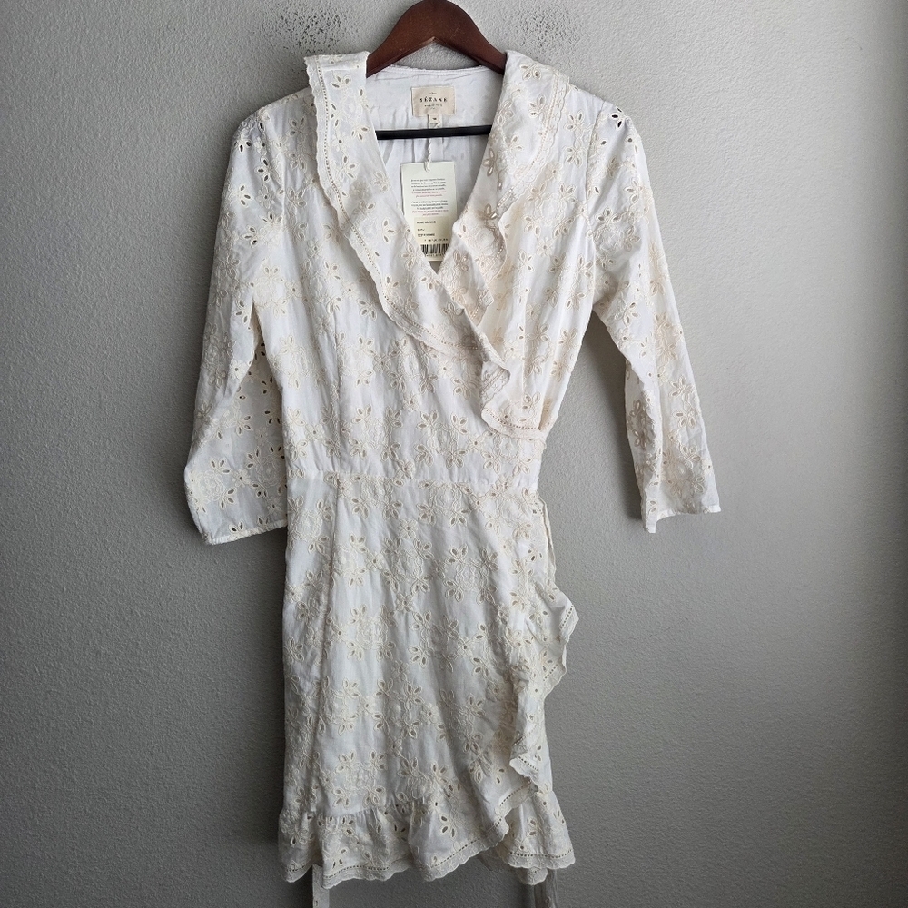 Sezane Asianne Dress in Ecru size 38 NWT - Picture 7 of 13